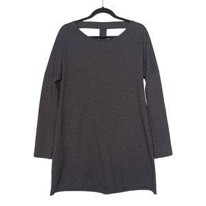 Gray Long Sleeve Cut Out Back Sweater Dress Large